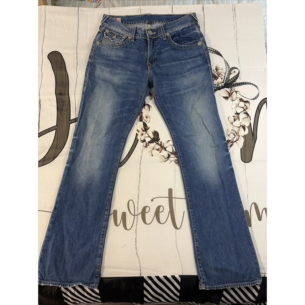Vintage True Religion Skinny Jeans Womens 30 Dark Wash Flap Pocket Y2K